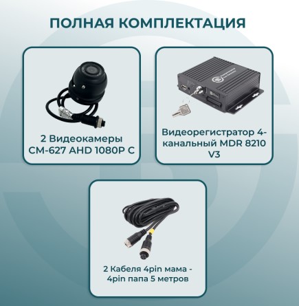 Комплект видеонаблюдения для автобуса c 2 камерами