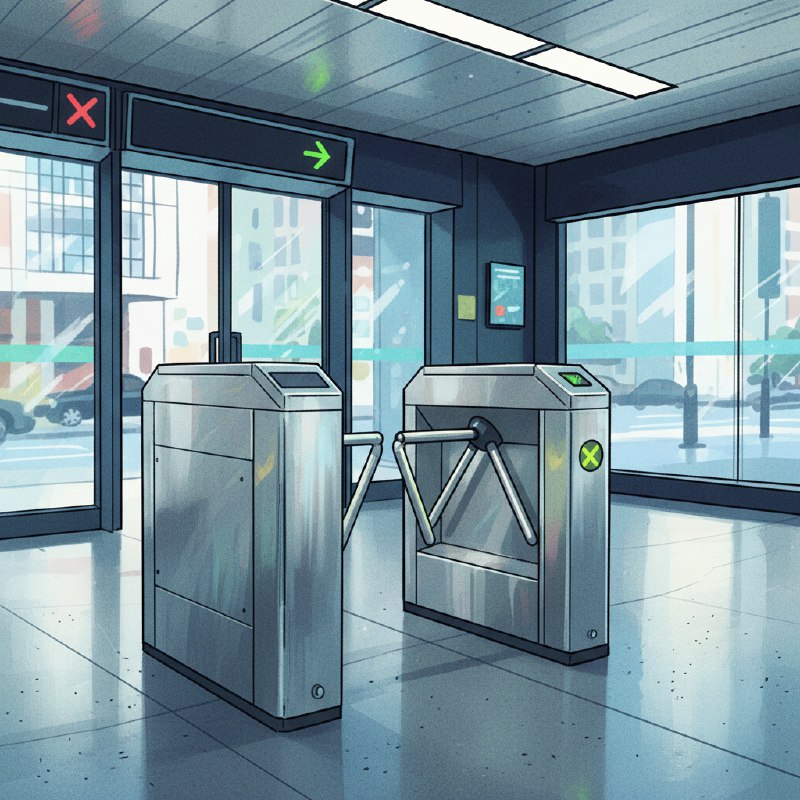 Установка турникета. Завод по производству пластика Установка турникета. Завод по производству пластика