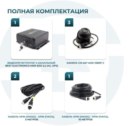 Комплект видеонаблюдения для перевозки опасных грузов Best Electronics 8210 (HDD) на 3 камеры (ОНЛАЙН)